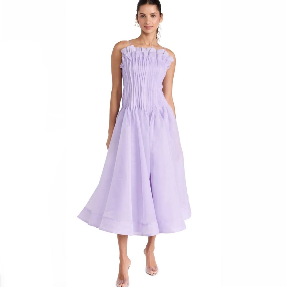 Aje Horizon Pintucked Midi Dress in Lilac Size: 2